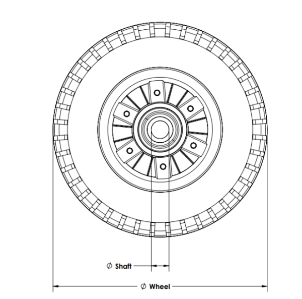 Rodablis Rueda Hule Rin Aluminio 12" Para Diablito - Imagen 2